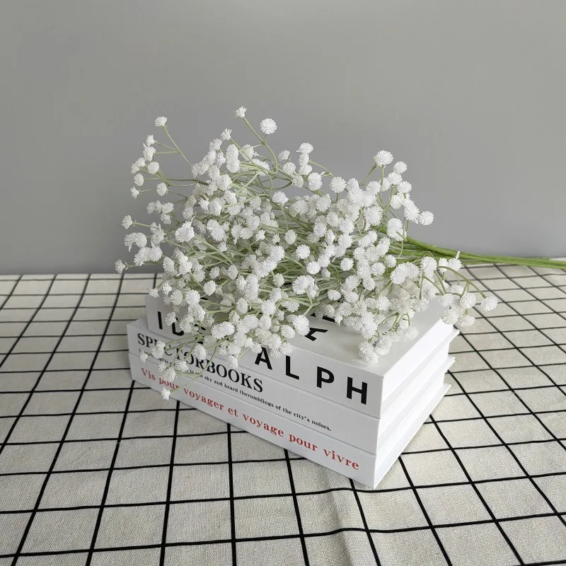 200/100cm White Gypsophila Baby Breath Rose Flower Row Arrangement Arch Wedding Backdrop Props Table Flower Runner Party Floral