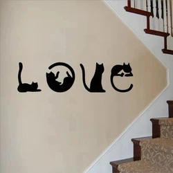 Cute Cat Wall Decor Abstract Home Art Room Gothic Valentine's Day Sticker