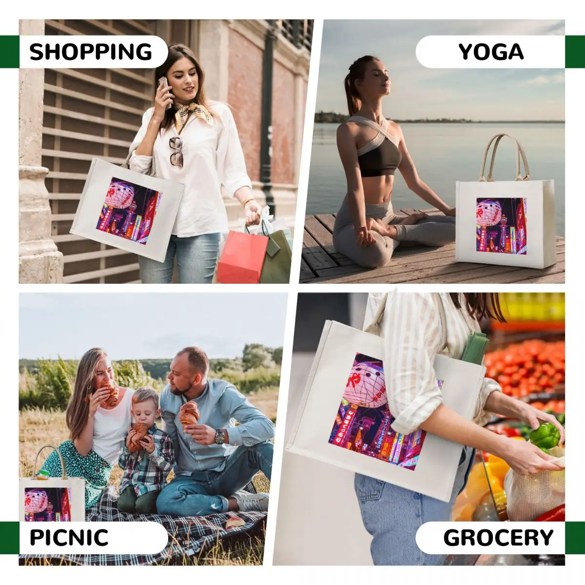 Electric Postcard From Osaka Tote Bag canvas tote tote bag woman Handbags