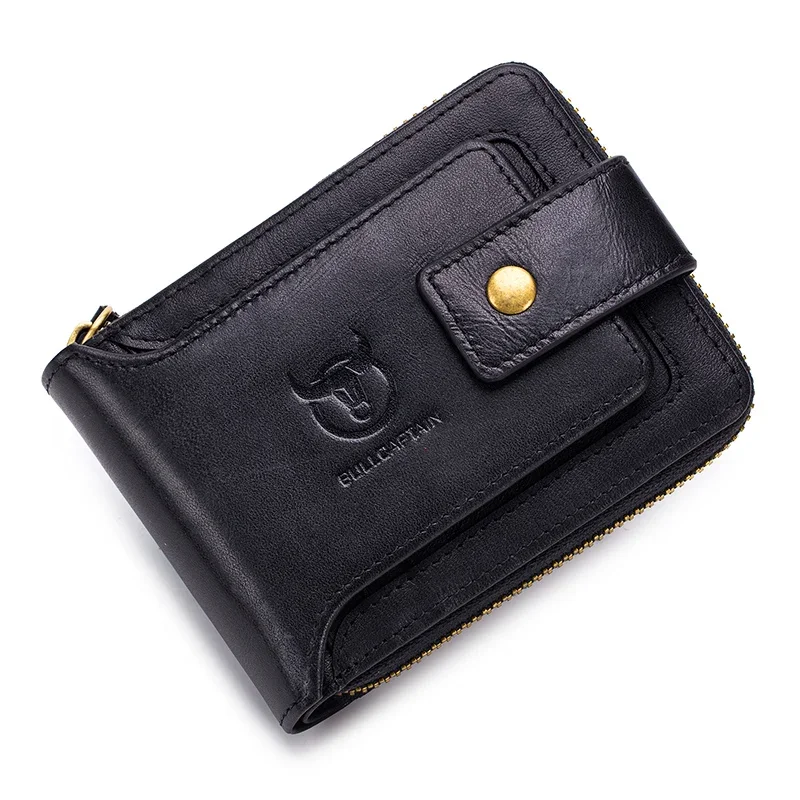Cartera BULLCAPTAIN de piel auténtica para hombre, cartera Rfid para hombre, bolsa de almacenamiento multifunción, monedero, cartera, bolsas para tarjetas