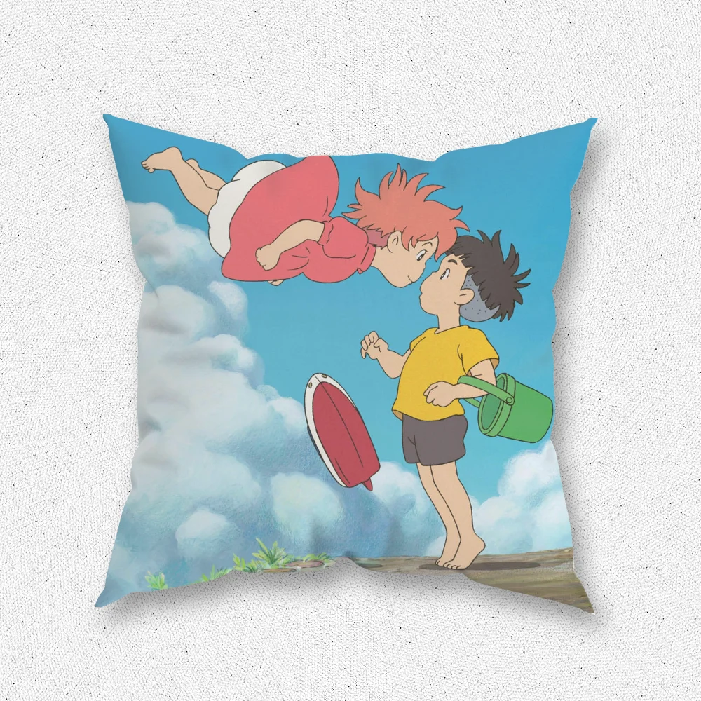 Anime Red Goldfish P-Ponyo cliff Pillow Case For Home Bedroom Room Decoration Living Room Sofa Cushion Cover Suitable