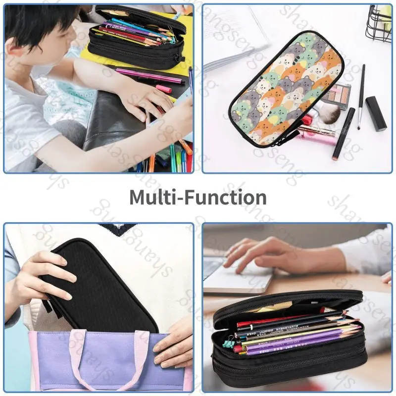 Pencil case large capacity Pen case stationery storage bag student learning supplies gift Cartoon Hamster Print