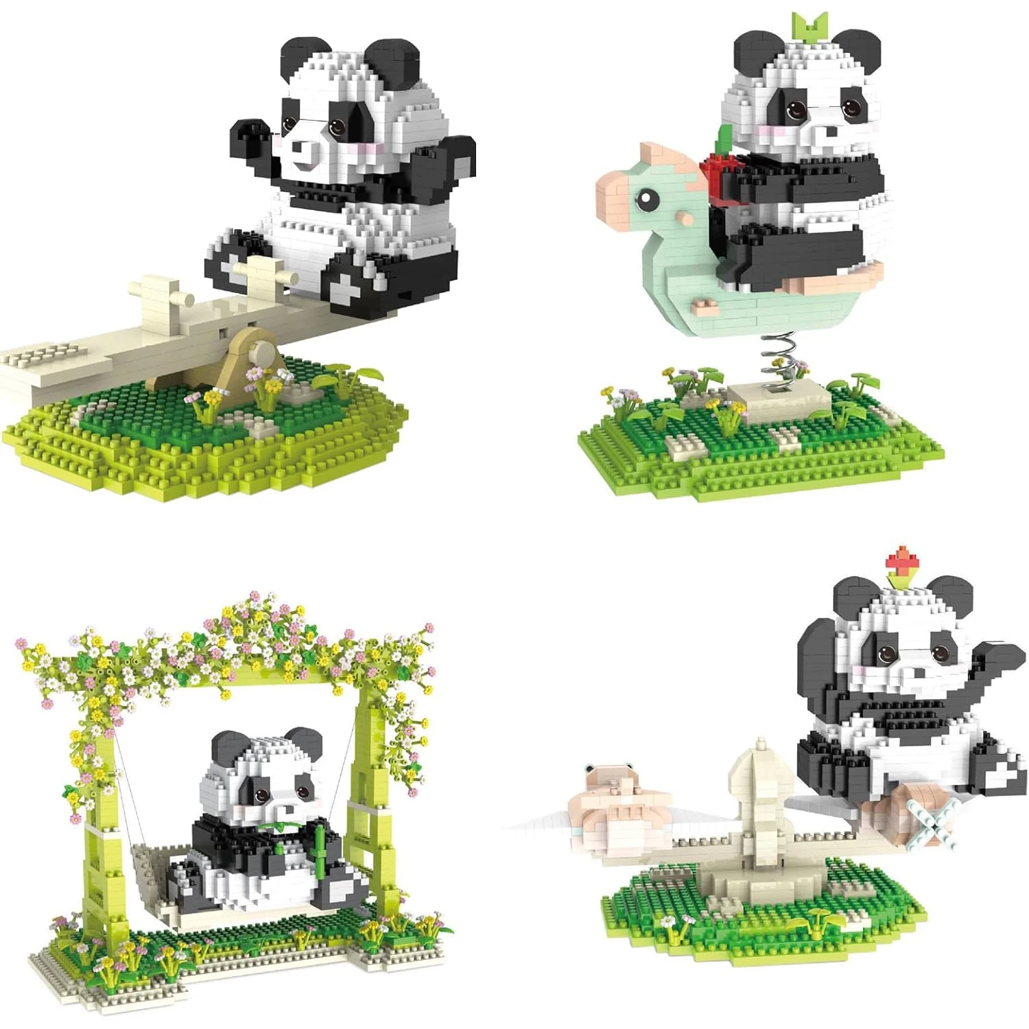 MINI Building Blocks สัตว์น่ารัก PANDA ชุด MINI PANDA ของเล่นสําหรับผู้ใหญ่,MINI PANDA รุ่นอิฐ,ไอเดียของขวัญตกแต่ง