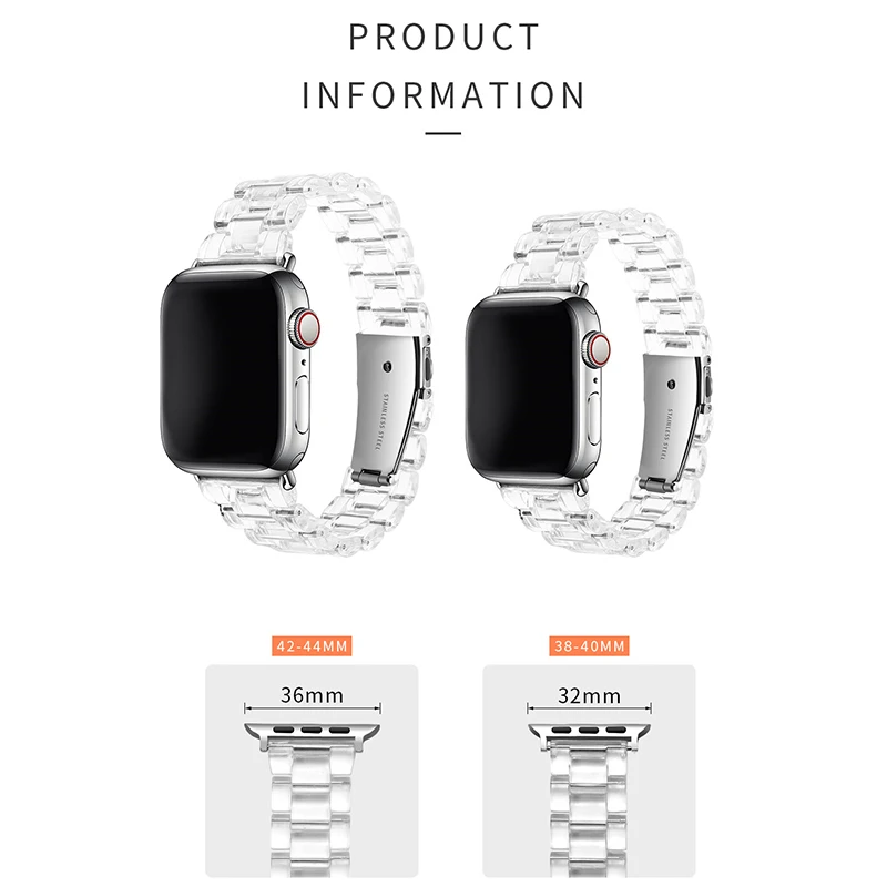 حزام شفاف لساعة أبل ، سوار أكريليك بسيط شفاف لساعة iWatch 9 ، 8 ، SE ، 7 ، 6 ، 5 ، 4 ، 3 ، 38 ، 40 ، 41 ، 42 ، 44 ، 45 ، Ultra 49 ، الموضة