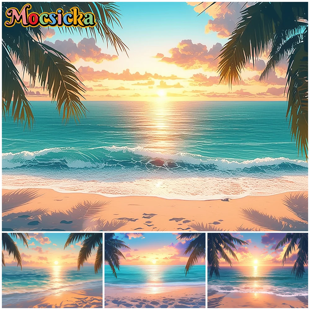 

Mocsicka Hawaiian Party Backdrops Summer Ocean Beach Backgrounds Photography Photo Wallpaper Decorations Studio Banner Photocall