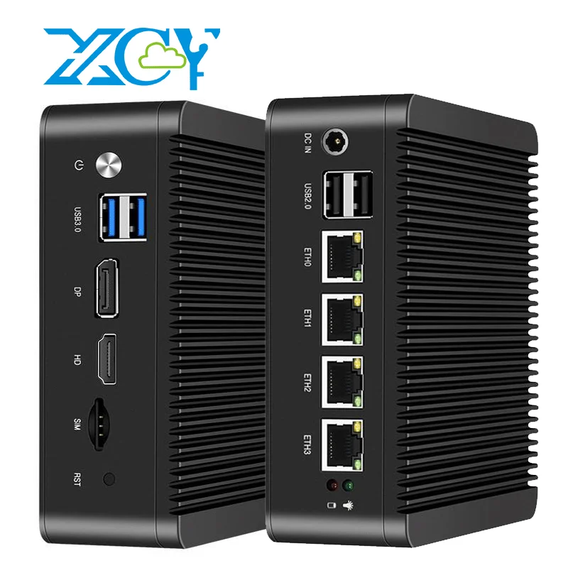 

XCY Fanless Mini PC intel N100 J4125 J1900 N2830 N5105 4x 2.5G Ethernet Thin Client PC Support Windows Linux Pfsense