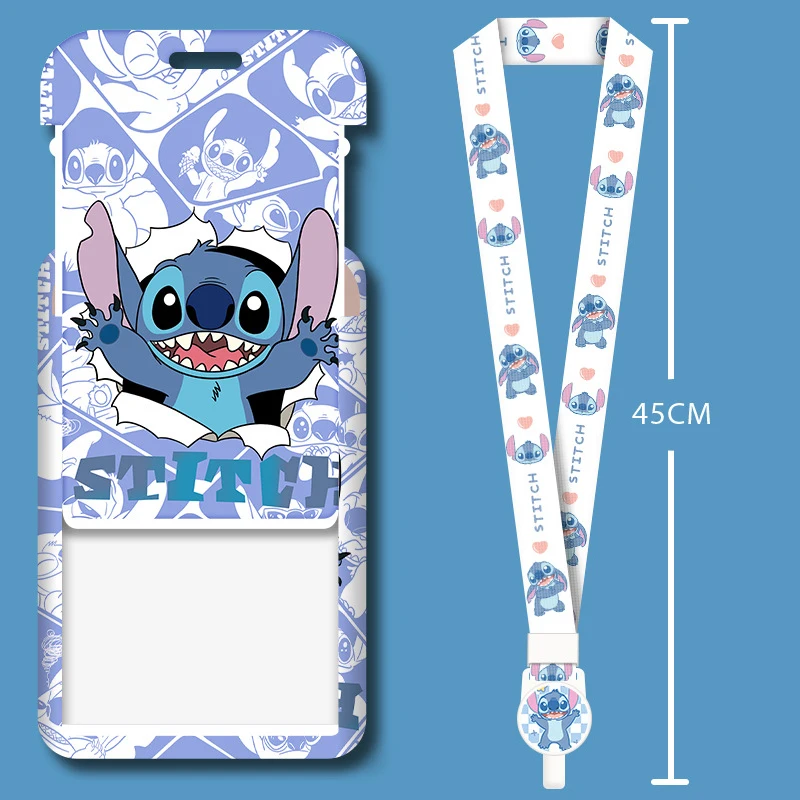 Cute Stitch ID Badge Card Holder Scalable Lanyard Door Card Case Reel Neck Strap Credit Card Holder Credentials Accessories