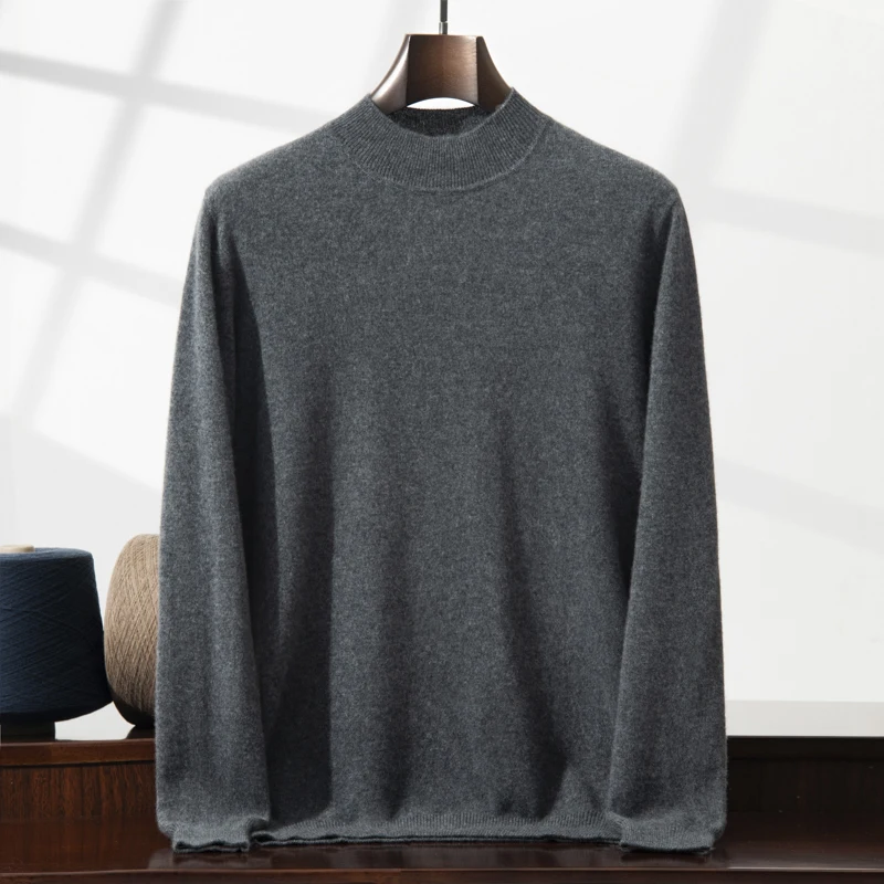 High Quality 100% Cashmere Sweater Autumn Winter Plain Knitted Causal Soft Warm Solid long sleeve Cashmere Pullover Tops for Men