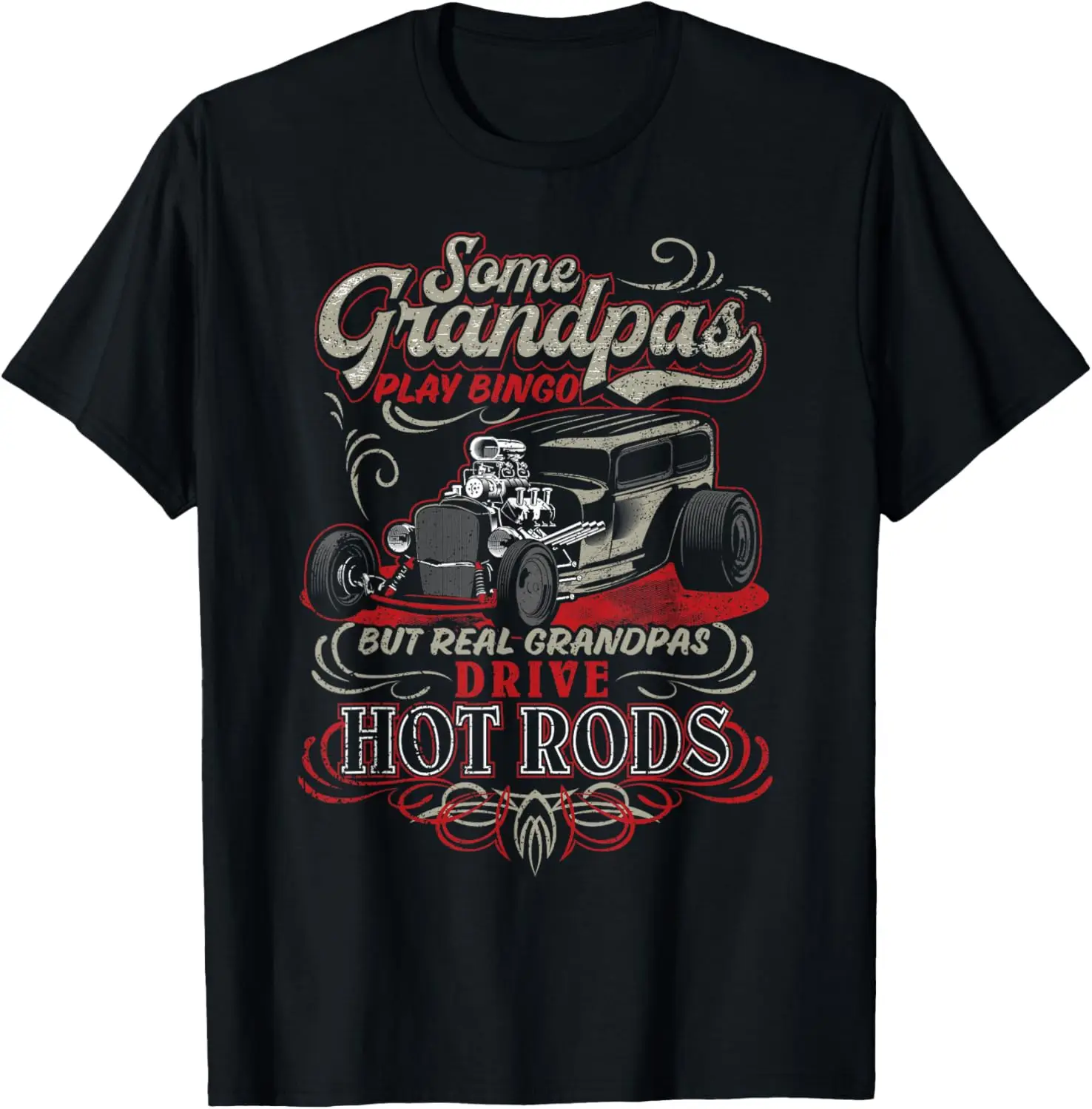 Vintage Hot Rod Grandpa T-Shirt 100% Cotton Trendy Y2K Short-Sleeve Tee – Soft, Quick-Drying, & Moisture-Wicking; Ideal Sports