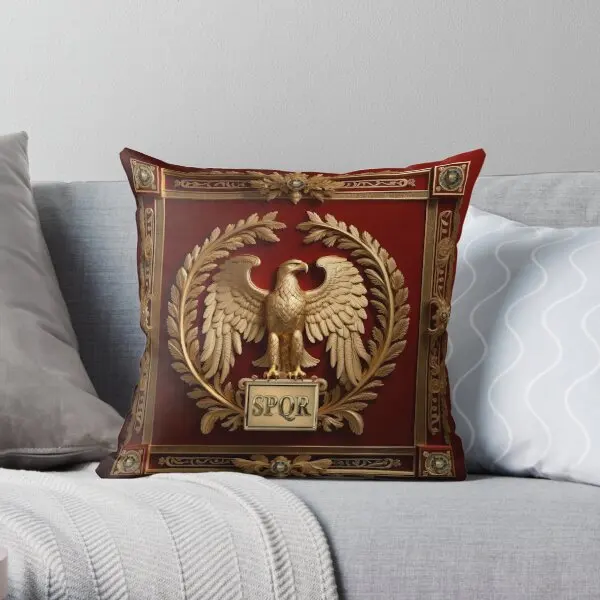 Roman Empire Gold Imperial Eagle Over  Printing Throw Pillow Cover Anime Bedroom Sofa Square Throw Pillows not include One Side