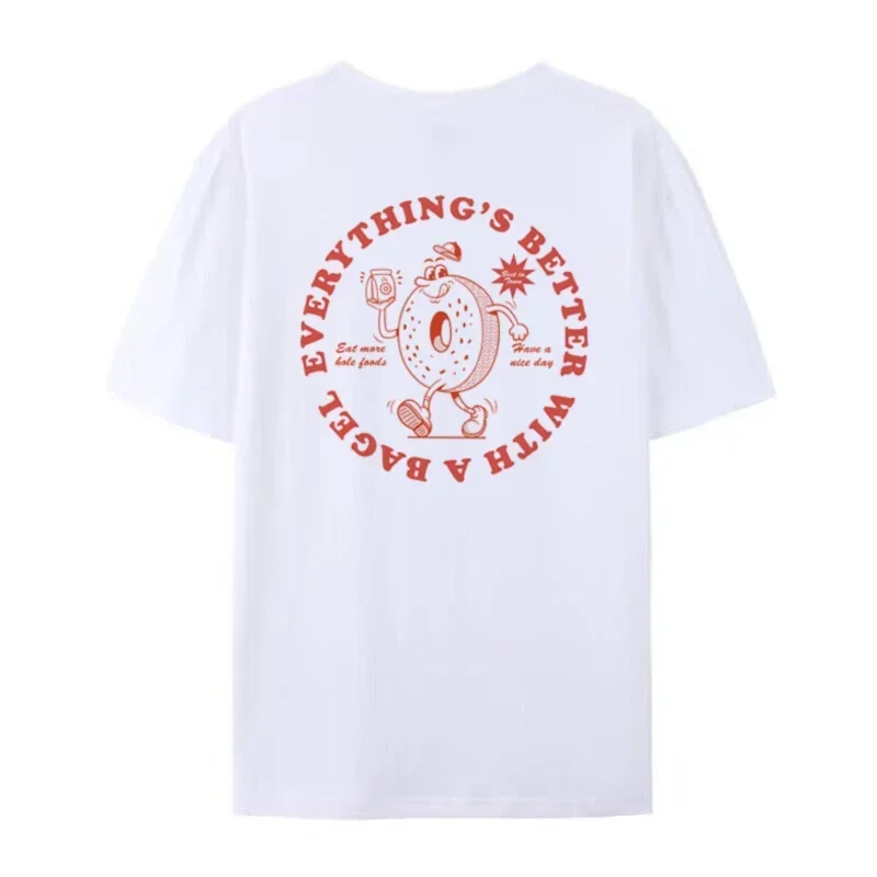 المرأة الرجعية الكرتون الظهر طباعة تي شيرت ، وللنساء ، كبير الحجم ، خمر ، لطيف ، مضحك ، عشاق الطعام ، محبي الخبز ، المحملات الرسم