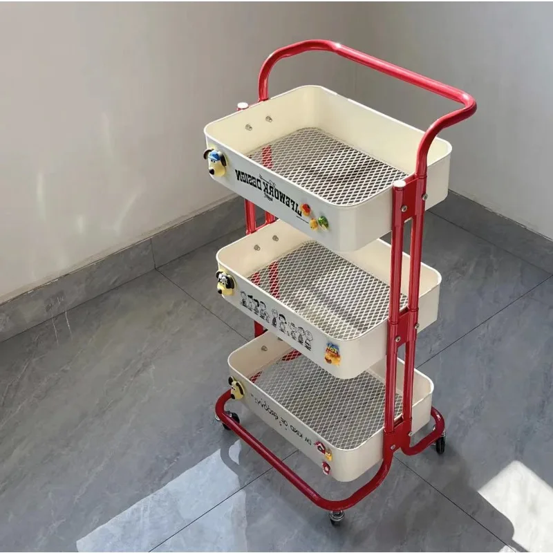 

Multifunctional Carbon Steel Kitchen Mobile Shelf Bedroom Multi-layer Mobile Snack Storage Cart Toilet Dormitory