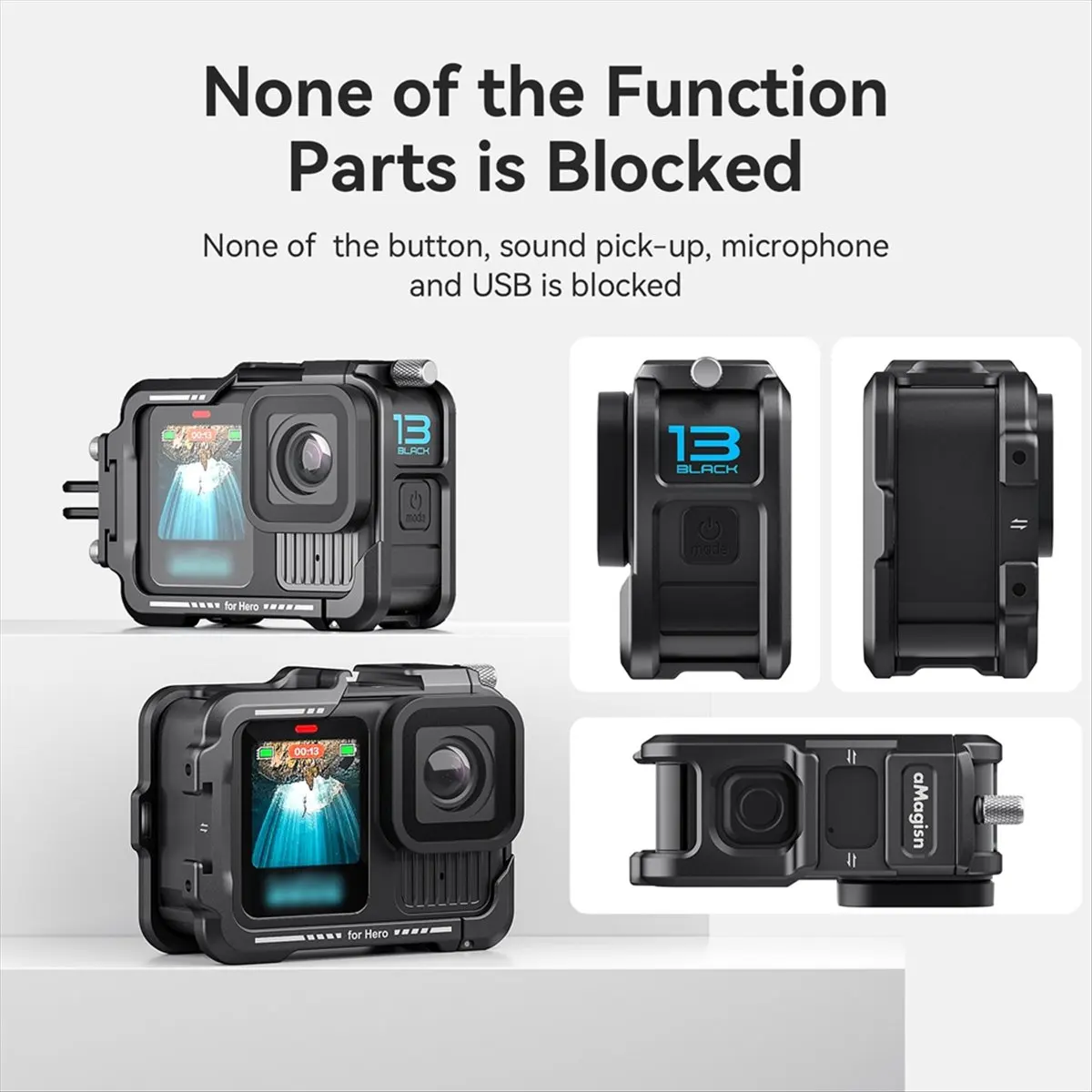 at33-amagisn-gabbia-metallica-per-fotocamera-con-cold-shoe-e-copriobiettivo-in-silicone-per-gopro-hero-13-12-11-10-9