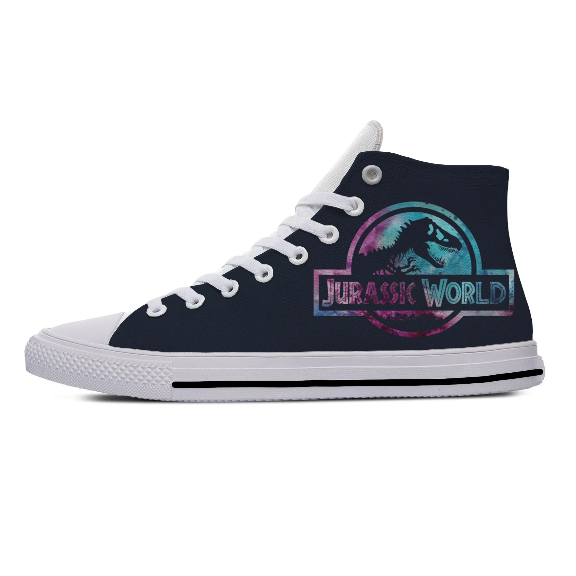Hot Summer Jurassic Park Movie Dinosaur Anime Cartoon Funny Casual Cloth Shoes Sneakers High Top Men Women Classic Board Shoes