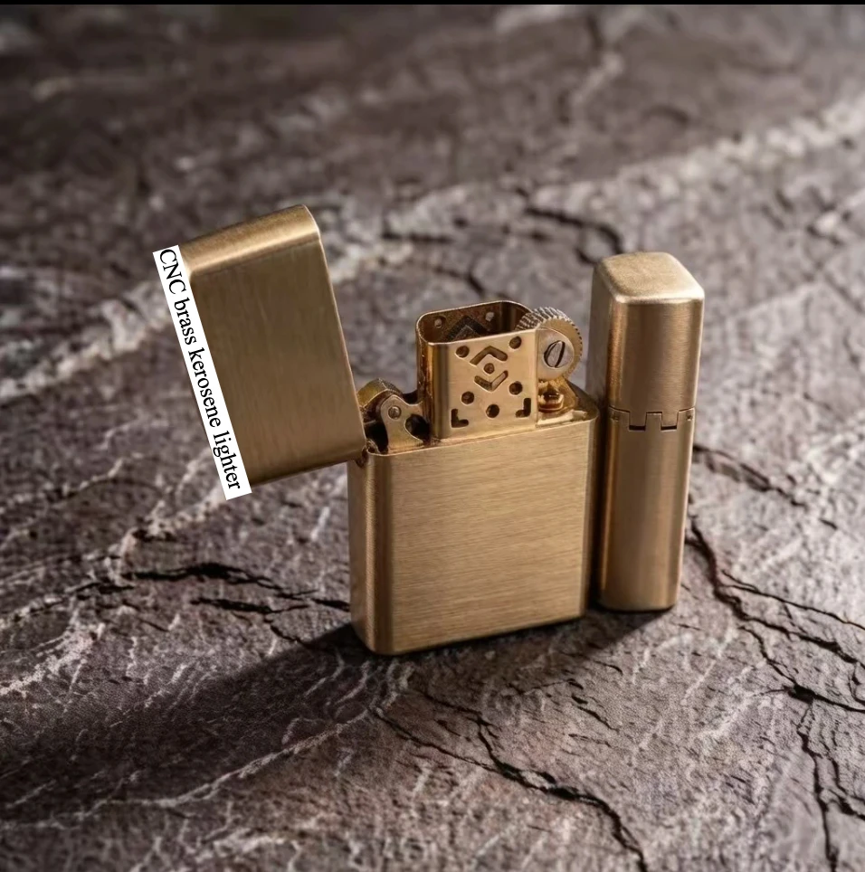 2026 CNC brass integrated reinforced super inner fuel lighter, premium brass windproof lighter,cigarette accessories,men's gift