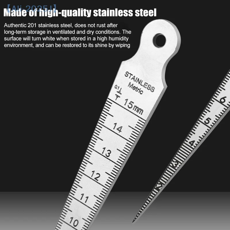 1Pcs 1-15mm Stainless Steel Taper Gauge Feeler Inner Diameter Ruler Hole Measuring Tool For Taper Aperture Scale