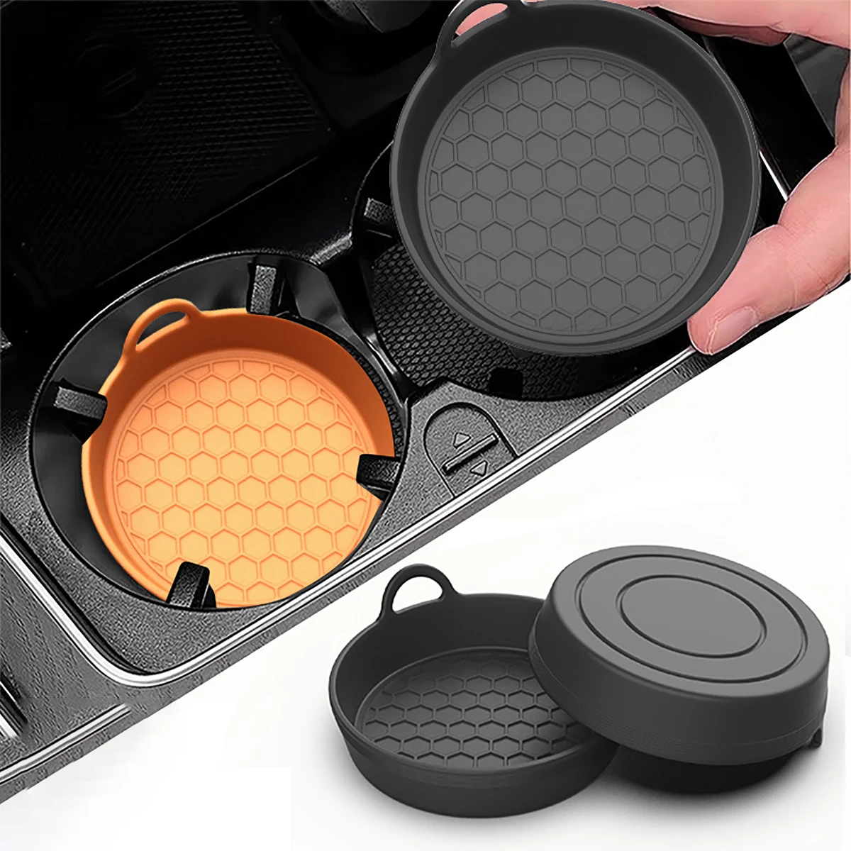 

2 pieces of car mounted silicone anti slip coasters