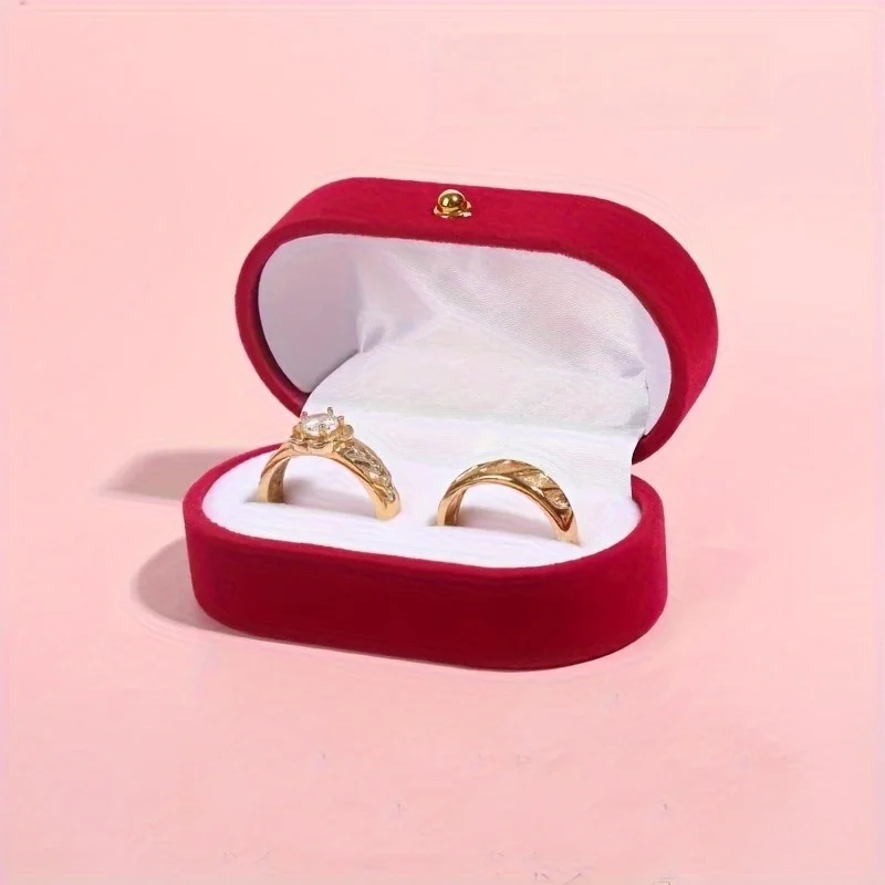 5pcs Mini Velvety Rings Organizer Box - Portable Travel Jewelry Storage for Women, Soft Fabric Interior, Push-Button Closure