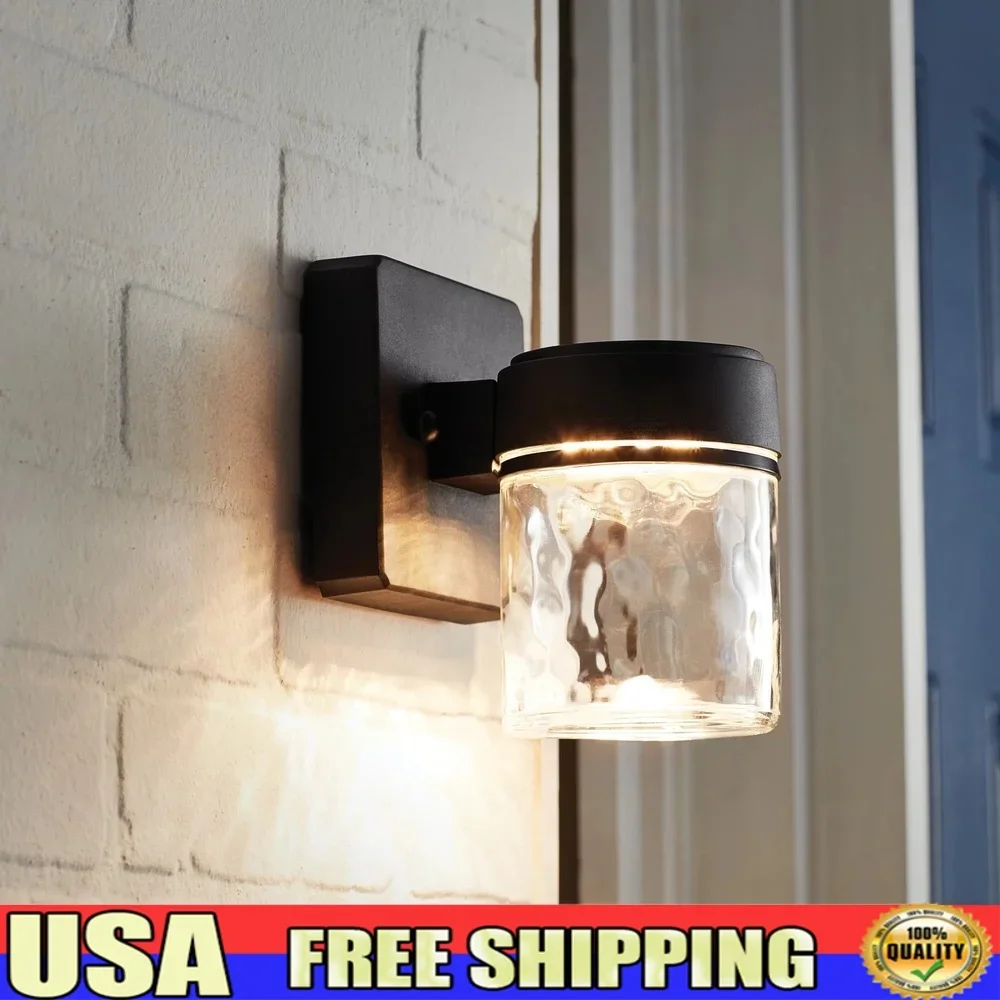 

Outdoor Integrated LED Wall Light 800 Lumens Energy Efficient 3CCT Color Select 50K Hour Lifespan Glass Shade Modern Design 110