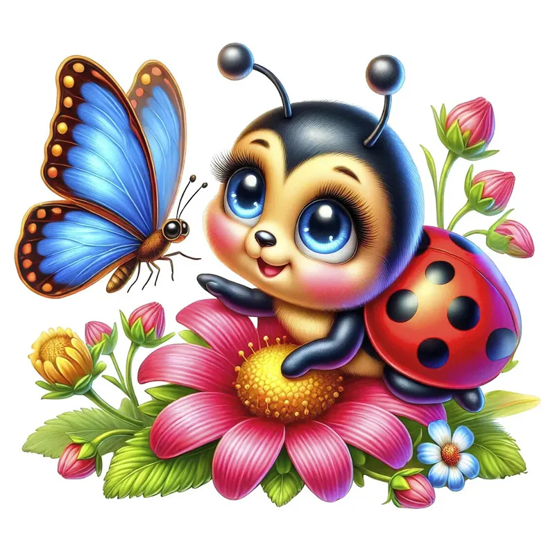 T2059#Cute Ladybug Self-Adhesive Wall Sticker, Durable Material, Perfect for Home Wall Decor, Aesthetic Room Decoration
