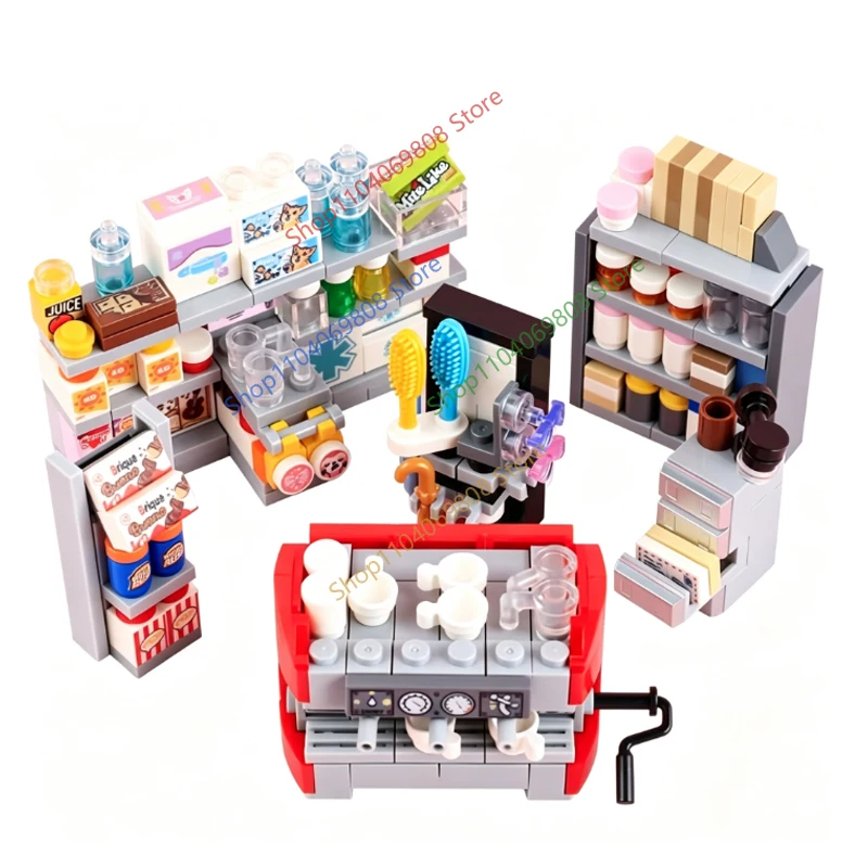 MOC City Lebensmittel-Bausteine Gemüse Obst Banane Pizza Hühnchen Dessert Weinglas Bedruckte Zubehörteile Bausteine Kinderspielzeug N11 – Detail 2