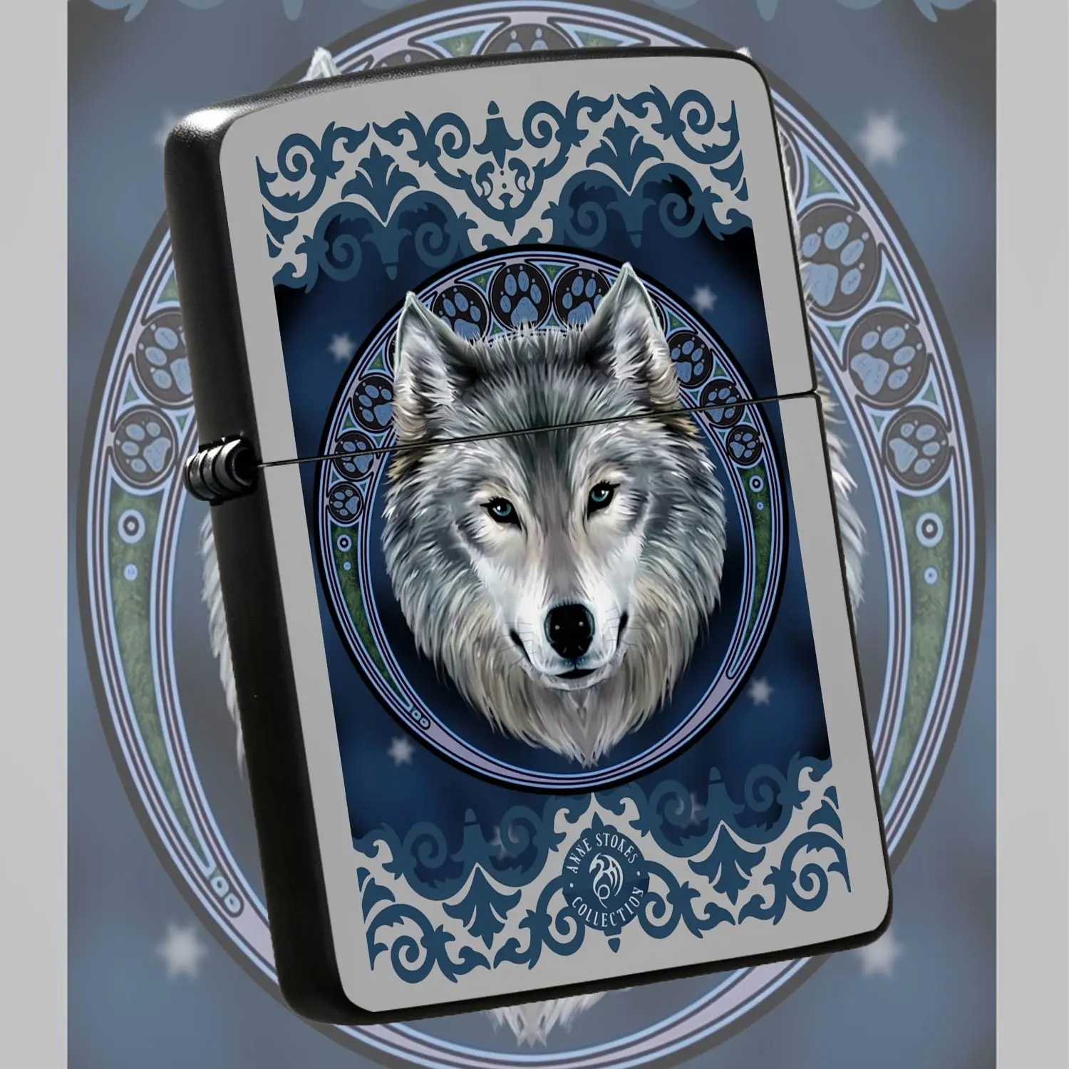 Artistic Wolf Head Pattern Portable Lighter, Vintage Decorative Swirl Starry Night Background Design, All Scenarios Available Stylish Practical Lighter, Ideal For Daily Use Outdoor Activity Gifting Collection,Themed Exq A Humorous And Inter