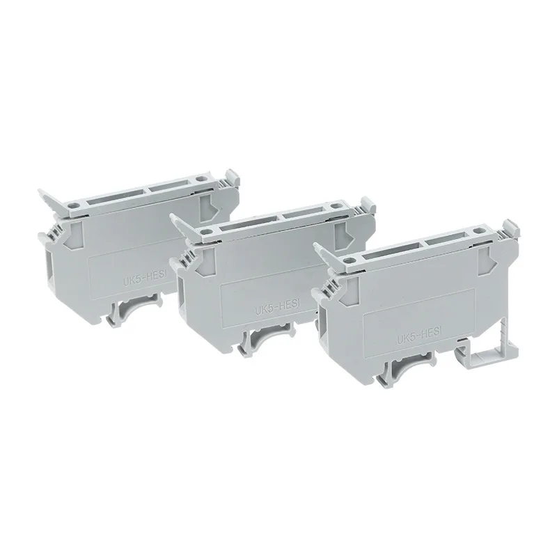 10Pcs UK5-HESI Screw Din Rail Terminal Block Fuse Holder 5*25mm 24V/220V LED With Disconnect Lever Wire Electrical Connector