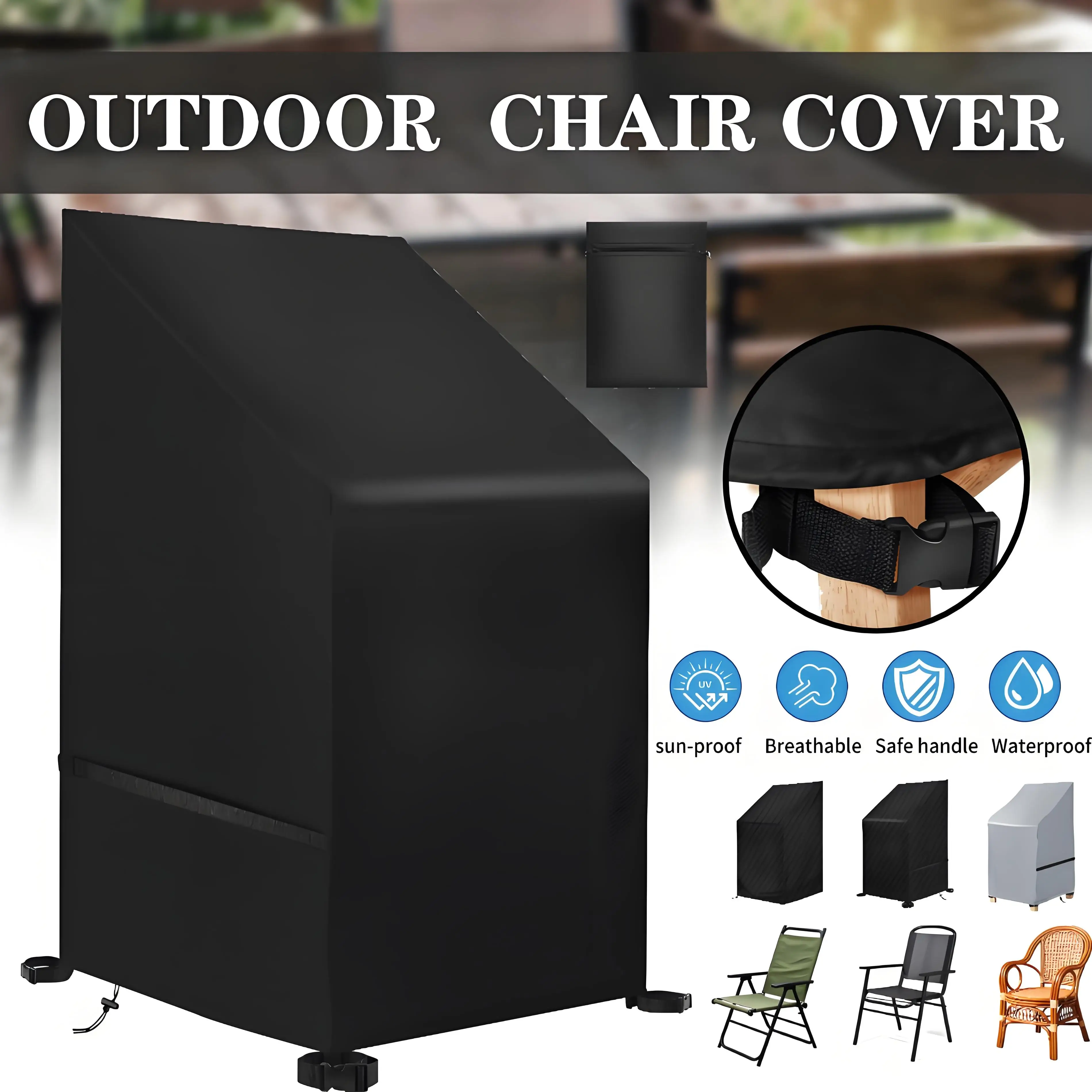 Waterproof Outdoor Chairs Cover Garden Chair Sofa Protection Cover Rain Dustproof Sun-proof Stacked Furniture Protector Cover