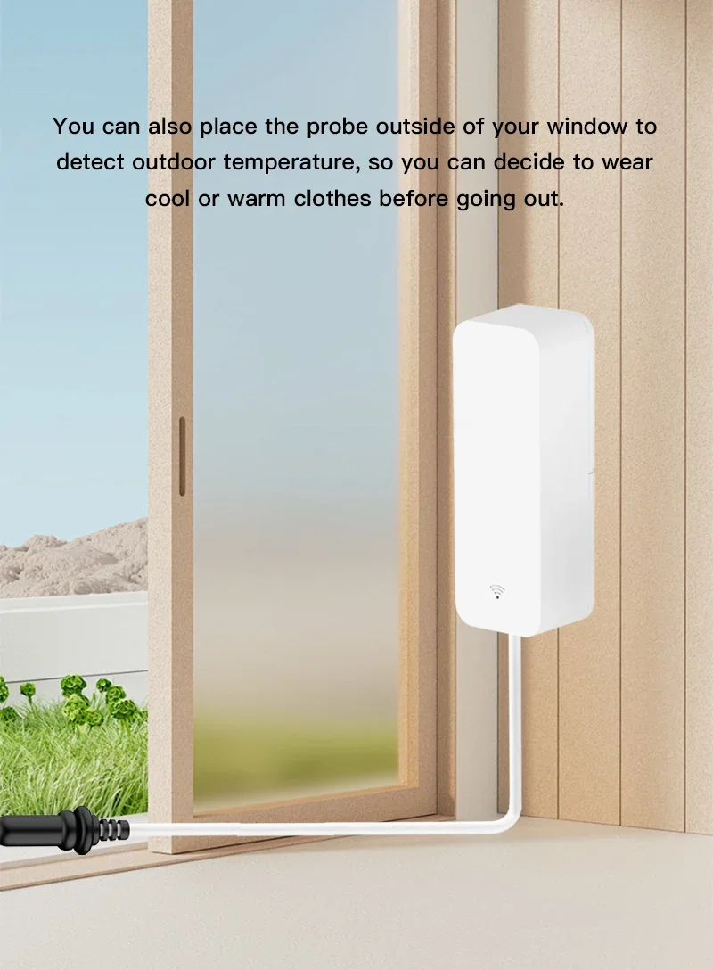 Tuya WiFi مستشعر درجة الحرارة والرطوبة مع مسبار خارجي مقياس الرطوبة اللاسلكي مراقب التطبيق لخزان الأسماك الثلاجة #2