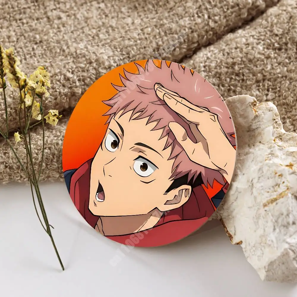 J-Jujutsu I-Itadori Yuji K-Kai-sen JJK Wooden Cup Mat Cappuccino Vodka Juice Water Coaster for Flower Shop