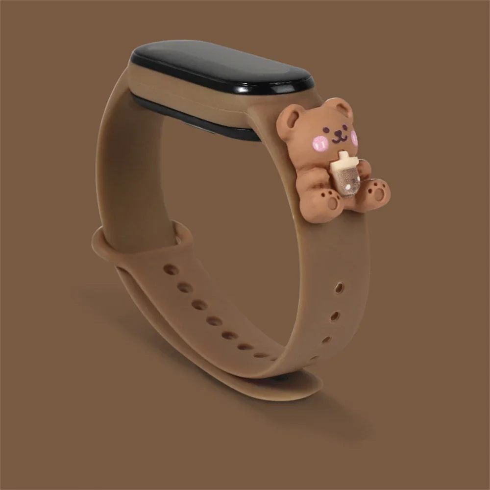 Cute 3D Bear Silicone Strap For Xiaomi Mi Band 6 5 4 3 Bracelet Sports Cat\'s paw Watch Wristband For Miband 7 Belt Correa Strap