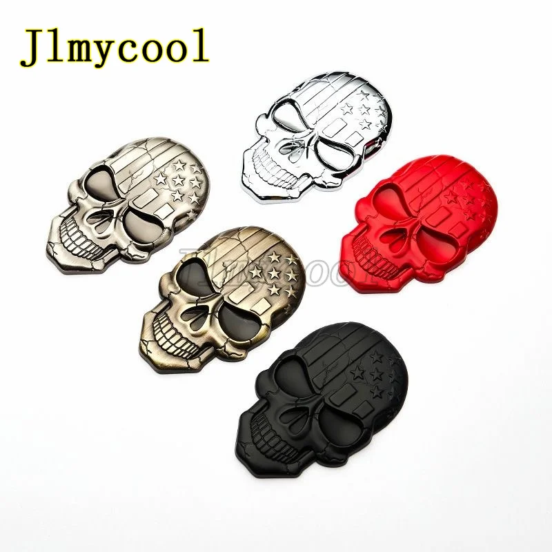 3D Metal Skeleton Skull Head logo Devil's skull Head Pirate Head logo Body Sticker Car Rear Emblem Decal Car accessories