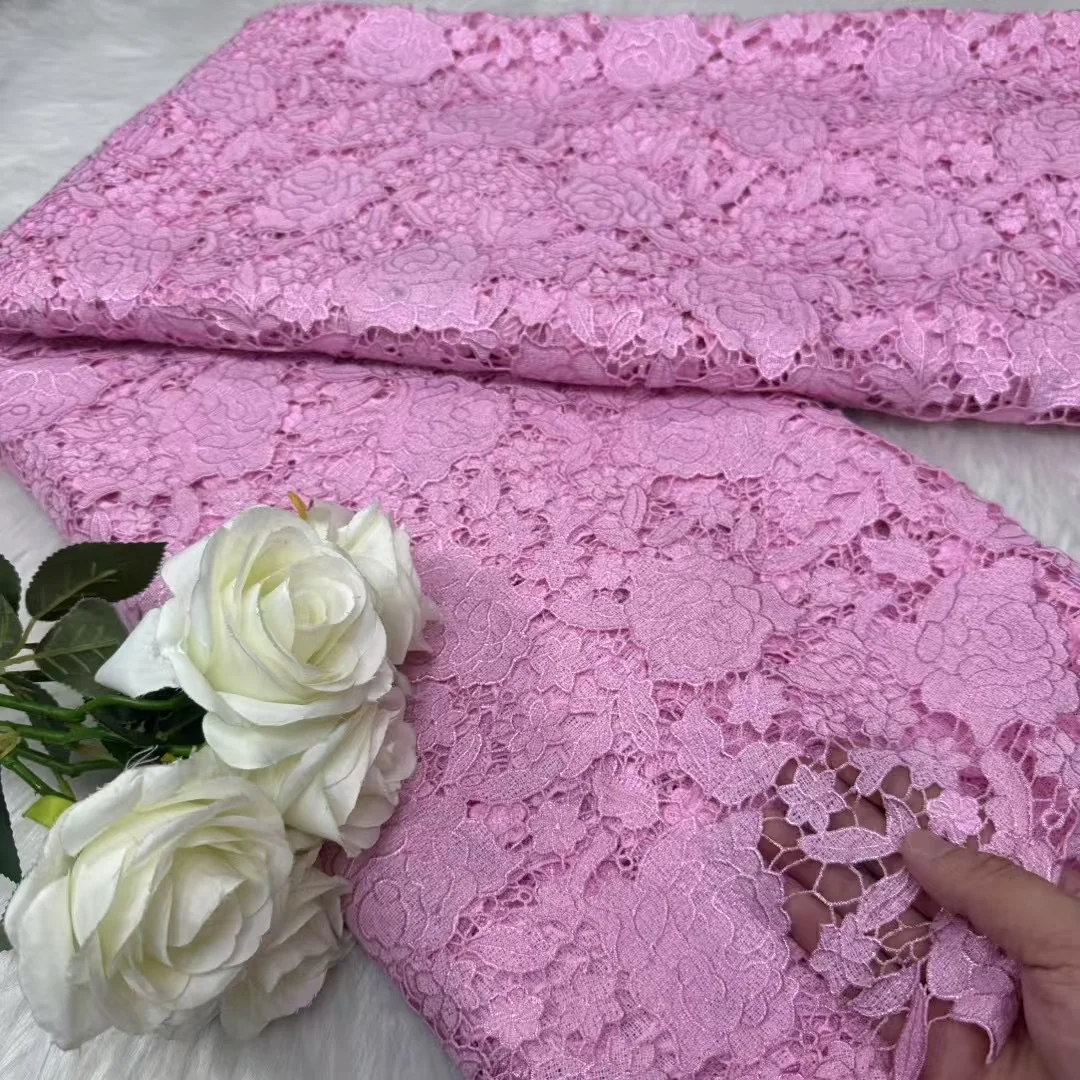 Wholesale African Water Soluble Lace Fabrics Nigerian Guipure Cord Lace Fabric For Women Dress Wedding High Quality 5Yards