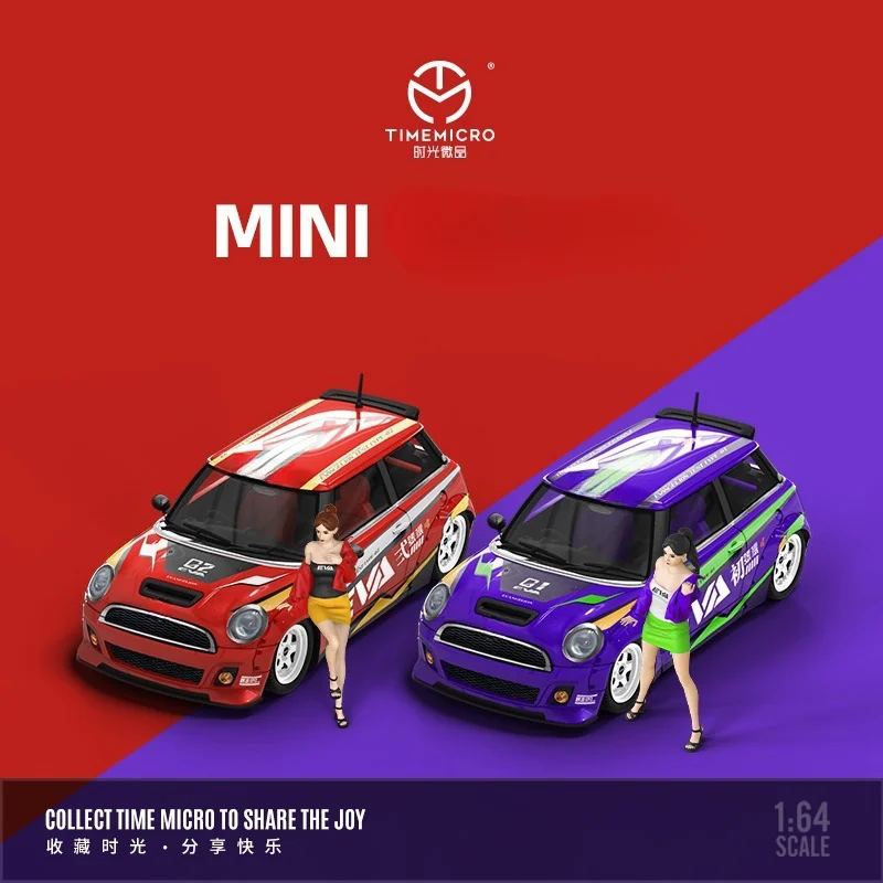 

*Pre-order**TIME MICRO1:64 MINI Purple Painting Alloy Car Model Model Car Collection& Display& Gift ﻿