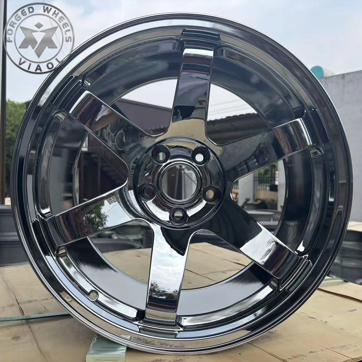 Viaol Custom Chrome 16-26 Inch Chrome Blue Forged Alloy Wheels Matte Black Car Rims for Model Y Macan GLA45 GLC63 GTI RS6 RS7