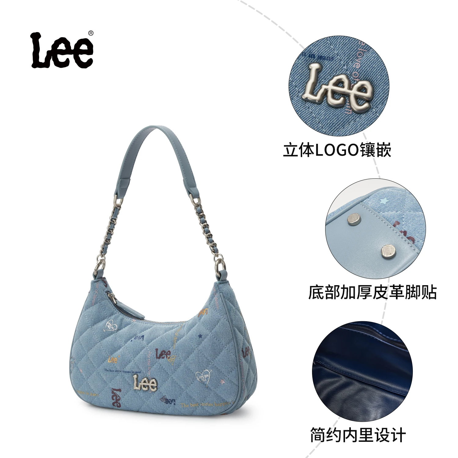 

LEE Stylish Women Shoulder Bag Rhombus Design Ladies Underarm Bag Fabric Daily Travel Shopping Handbag With Inner Zipper Pocket