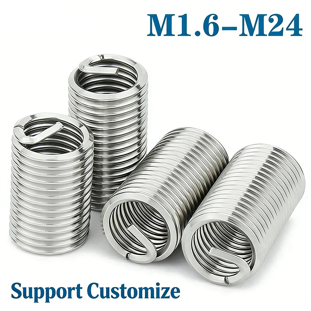 M1.6 M2 M2.5 -M24 Stainless Steel Thread Inserts Coiled Wire Helical Screw Bushing Sleeve Thread Repair Insert Support Customize