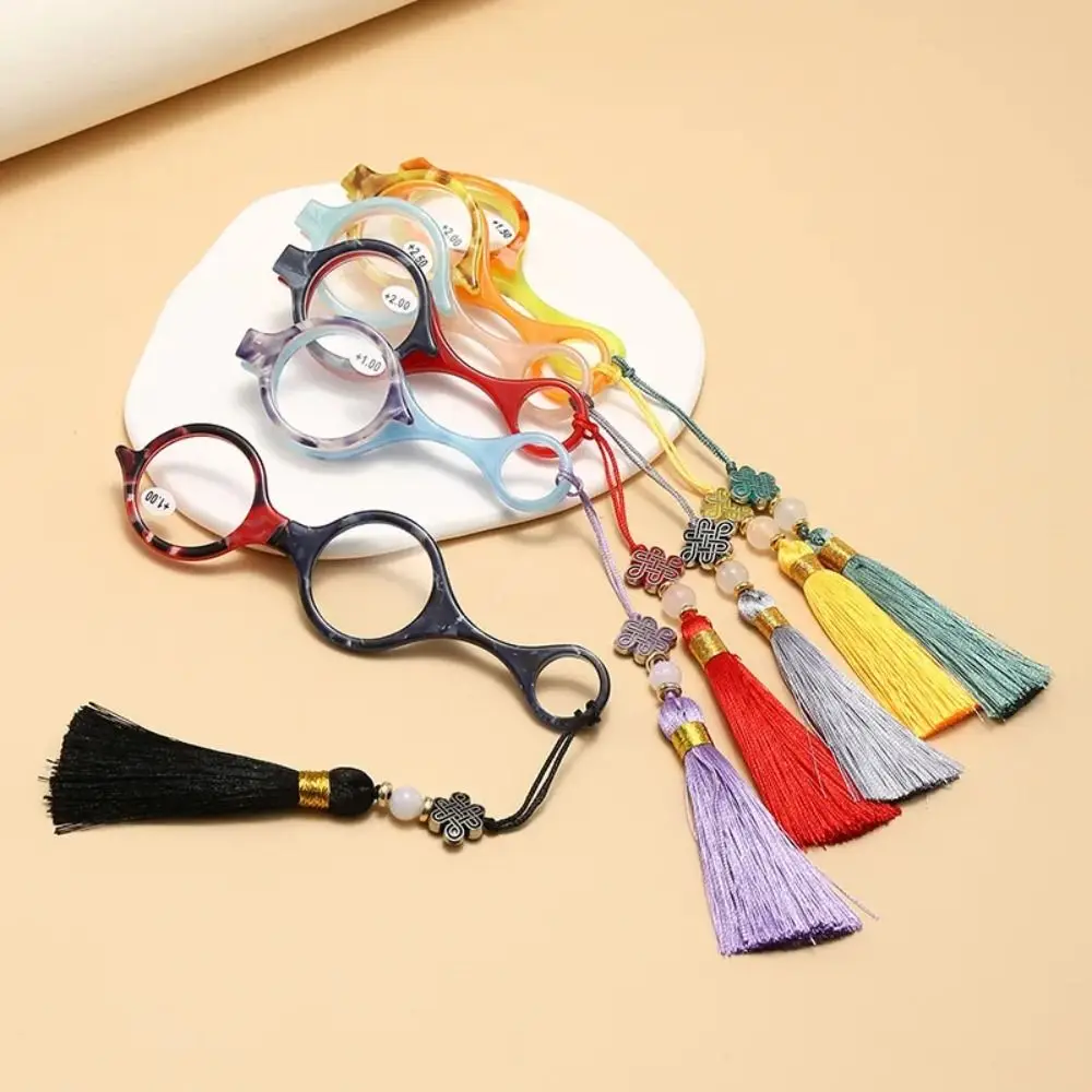 Portable Anti-loss Reading Glasses Handheld Foldable Magnifying Glasses Chinese Knot +1.0 +2.0 Necklace Readers Women Men