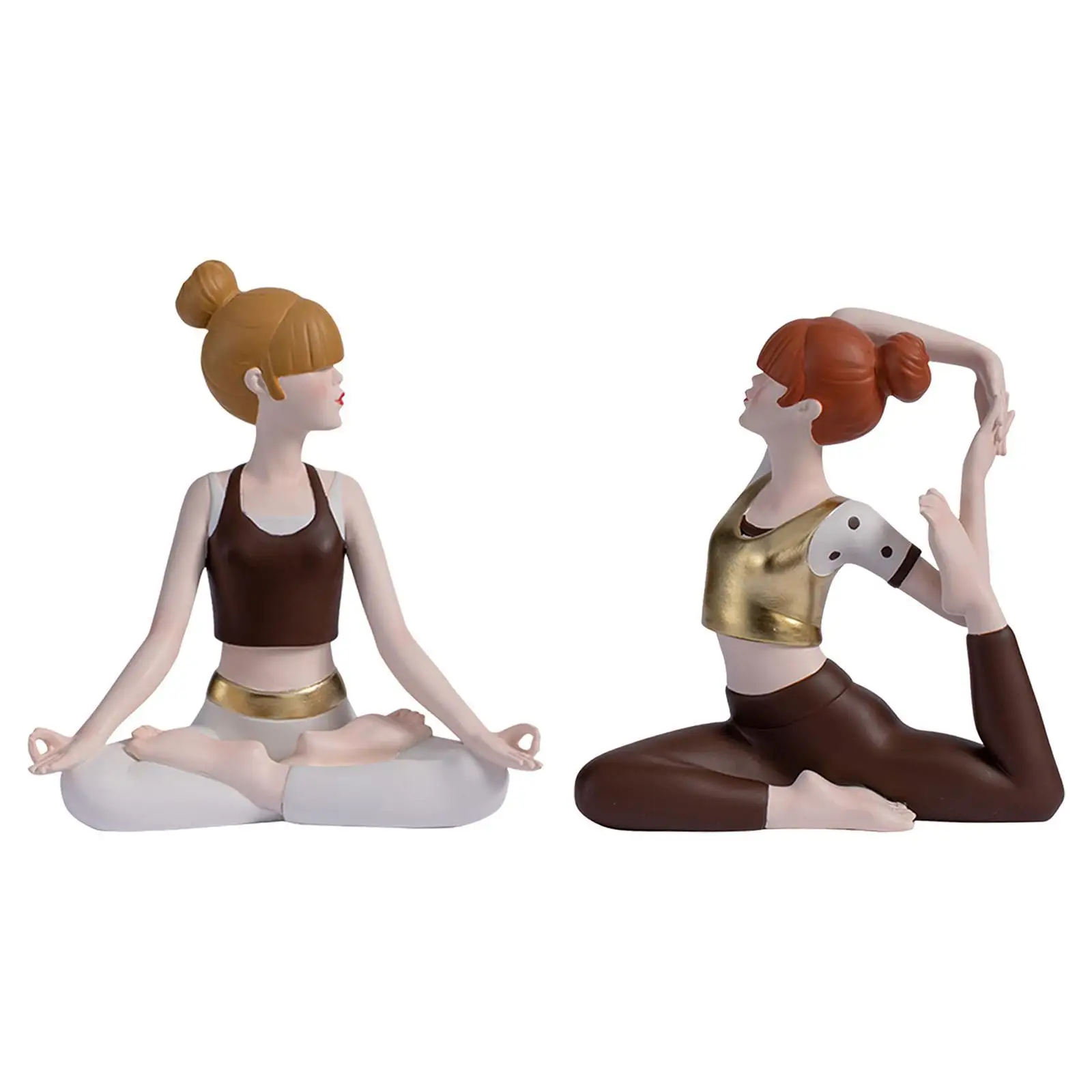 Yoga Girl Statue Art Collectible Synthetic Resin Luxury Sport Women Sculpture for Table Hotel Apartment Lounging Room Bookshelf