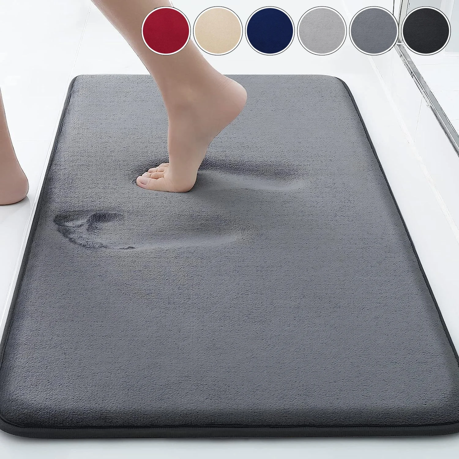 Solid Color Super Absorbent Anti Slip Memory Foam Bathroom Carpet Machine Washable Soft Velvet Bath Mat 매트 40x60/50x80/60x90CM