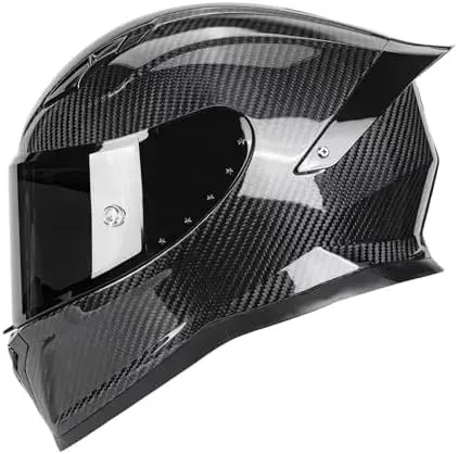 

Carbon Fiber Full Face Motorcycle Helmets with Spoiler Sport Touring Street Motorcycle Helmet Bluetooth Ready Speaker Pockets