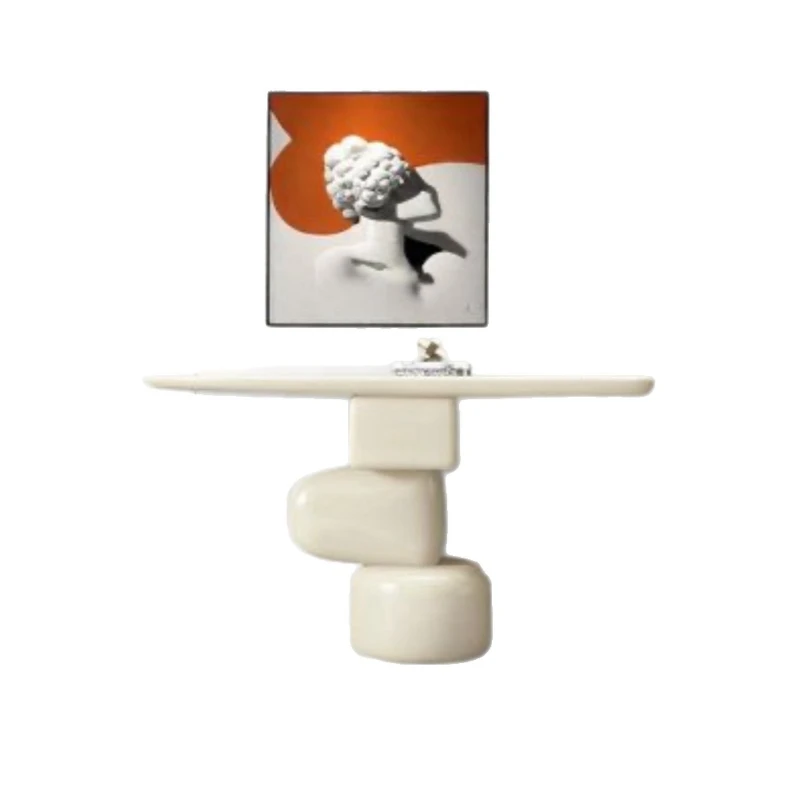 

Wabi sand wind paint entrance cabinet, solid wood entrance platform