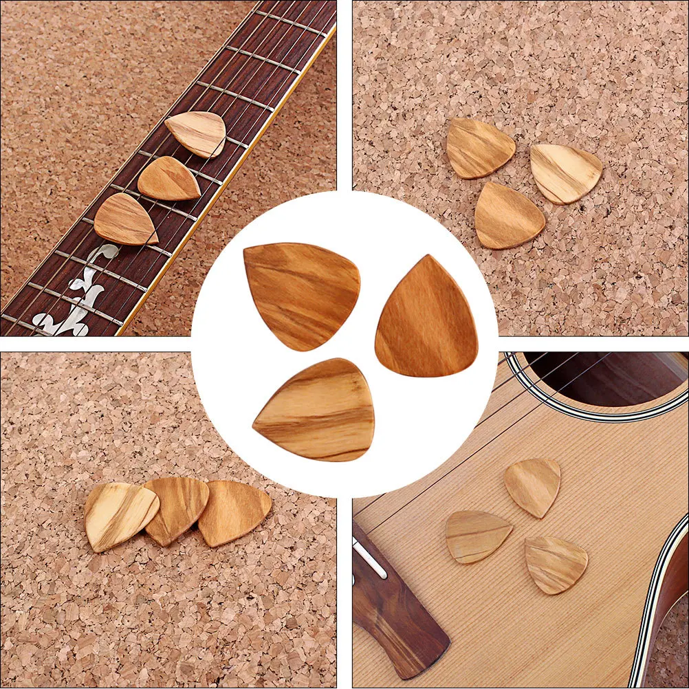 

3Pcs Wooden Guitar Pick Plectrum Olive Wood Durable Replacement for Nylon String Instruments Guitar Pick