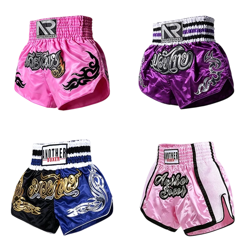 Pantalones de Muay Thai con Bordado Tailandés, Shorts de Boxeo Tailandés para Hombres, Mujeres y Niños, Deportes de Combate, Taekwondo, Wushu, Sanda, MMA, Kickboxing, Equipo de Lucha