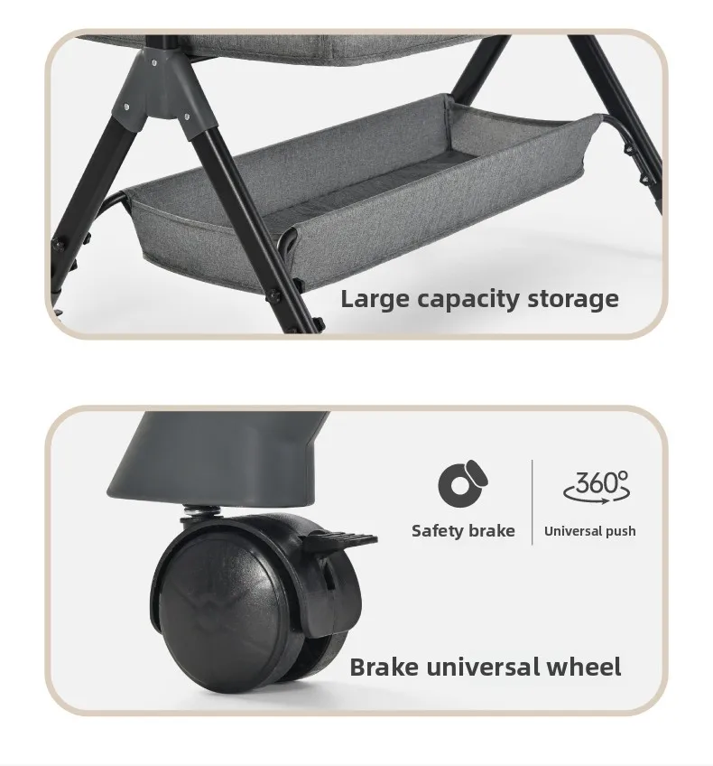 سرير أطفال متحرك سرير هزاز إطار ثلاثي يساعد على النوم لحديثي الولادة هزاز قابل للتوصيل سرير كبير مهد طفل سرير بيبي جديد #5