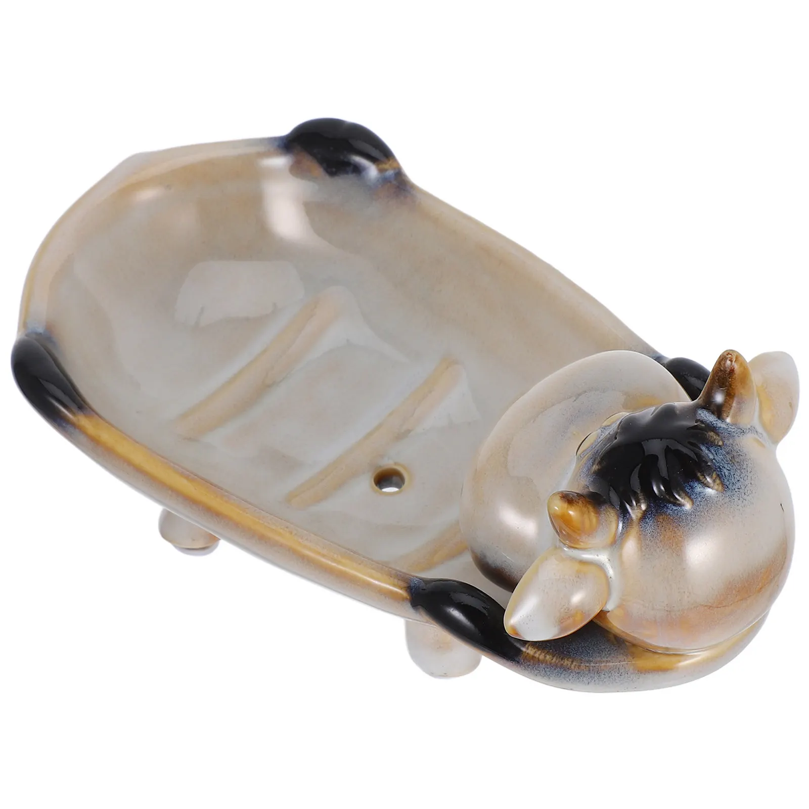 Ceramic Soap Dish Featuring Adorable Cartoon Animals Perfect for Soap Sponge Razors Earrings Hair Clips Bathroom Kitchen Drain