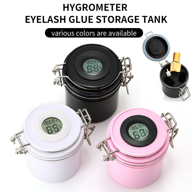 New Eyelash Glue Storage Tank Container With Thermometer Grafting False Lash Adhesive Stand Jar Eyelashes Extension Makeup Tools