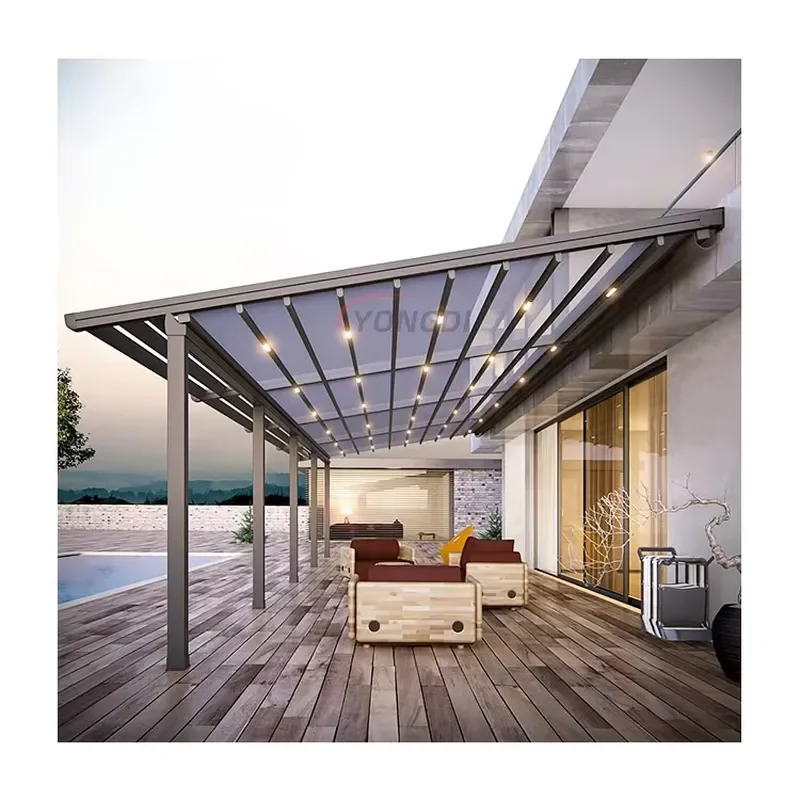 Metal Retractable Car Shade Pergola with Aluminum Frame and PVC Fabric Roof for Europe Automatic Aluminum Pergola