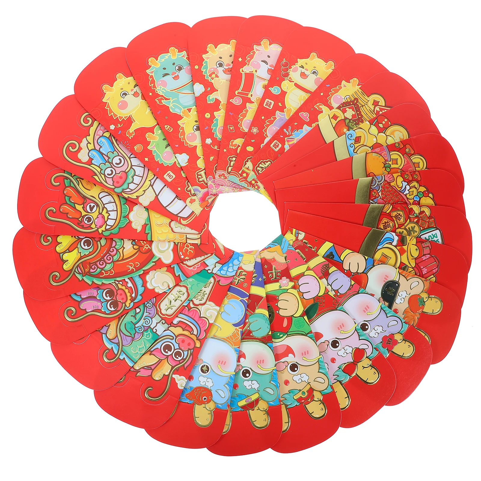 

24 шт. красных конвертов для денег на Китайский Новый год, 3D-дизайн с мультяшными персонажами, для подарков на Весенний фестиваль, хранения детских украшений, традиционные
