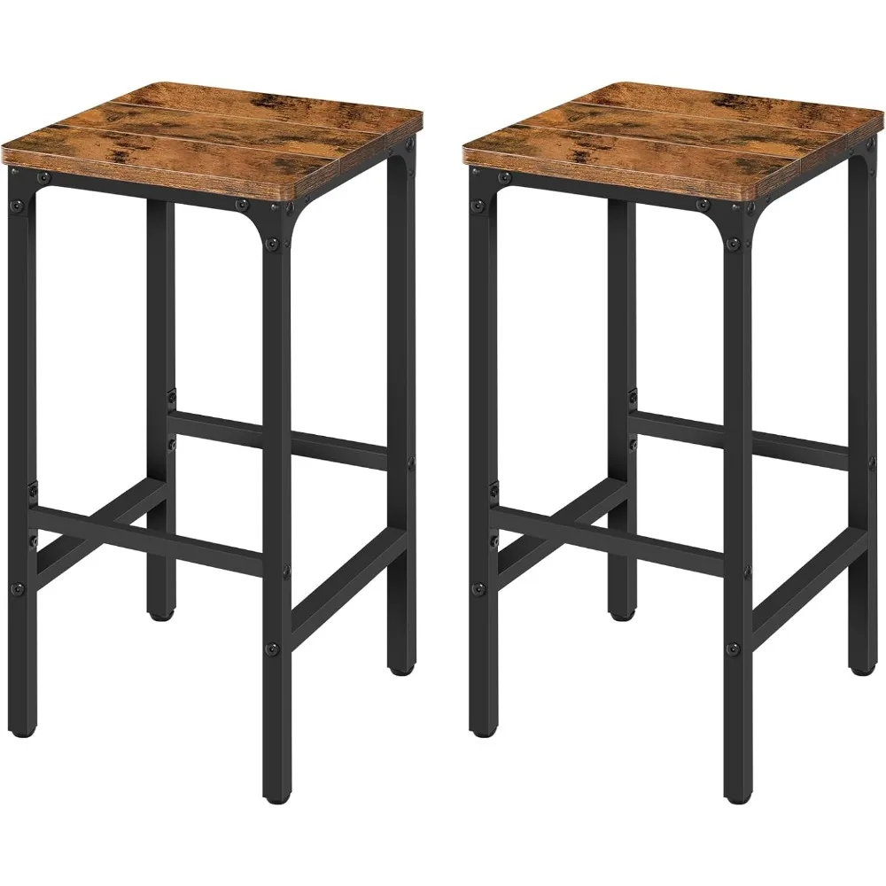 Stools, Set of 2 Rectangular Industrial Bar Chairs, 27.6